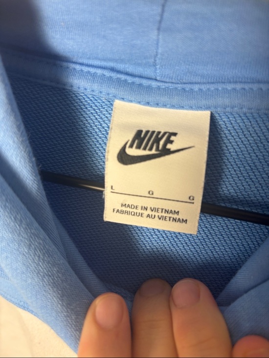 Nike NSW DNA Stacked Swoosh Terry Hoodie Blue and White - Picture 4 of 5